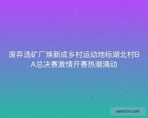 废弃选矿厂焕新成乡村运动地标湖北村BA总决赛激情开赛热潮涌动